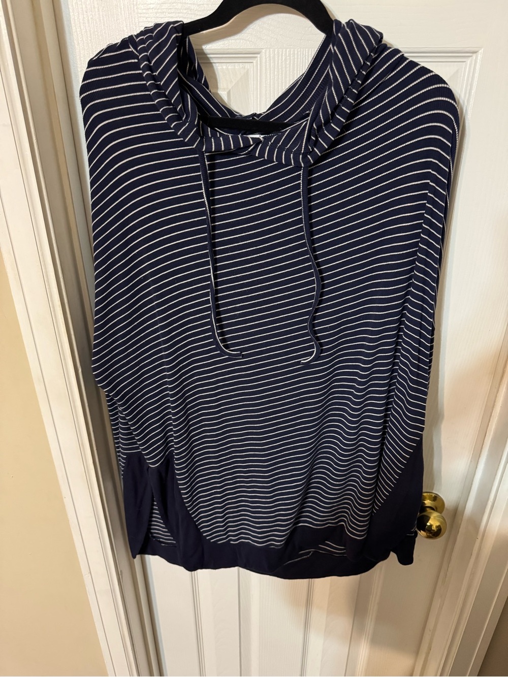 Striped Navy & White Hooded Pullover